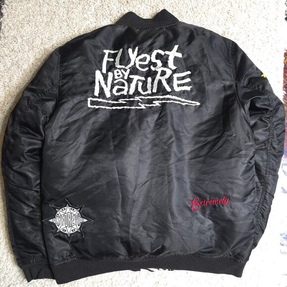 Born Fly Logo Puffer Jacket Size XL Reversible Black And White Flyest By Nature - Picture 12 of 15